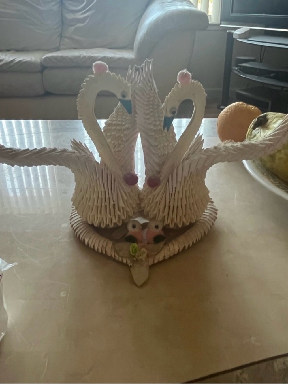 Handcrafted White Swan Decorative Bird Sculpture - Elegant Table Accent